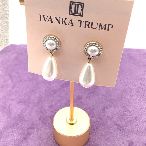Ivanka Trump Pearl and Silver Teardrop Earrings - Picture 1 of 3